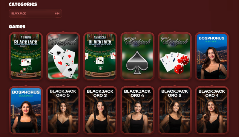 Blackjack games in Canadian casino lobbies